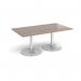 Trumpet base rectangular boardroom table 1800mm x 1000mm - silver base, Barcelona walnut top TB18-S-BW