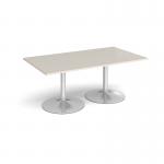 Trumpet base rectangular boardroom table 1800mm x 1000mm - silver base, light grey top TB18-S-LG
