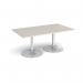 Trumpet base rectangular boardroom table 1800mm x 1000mm - silver base, light grey top TB18-S-LG