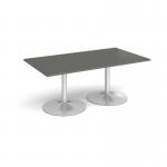 Trumpet base rectangular boardroom table 1800mm x 1000mm - silver base, onyx grey top TB18-S-OG