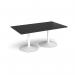 Trumpet base rectangular boardroom table 1800mm x 1000mm - white base, black top TB18-WH-BK