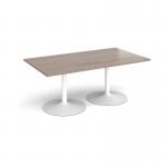 Trumpet base rectangular boardroom table 1800mm x 1000mm - white base, Barcelona walnut top TB18-WH-BW
