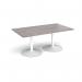 Trumpet base rectangular boardroom table 1800mm x 1000mm - white base, grey oak top TB18-WH-GO