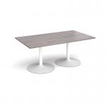 Trumpet base rectangular boardroom table 1800mm x 1000mm - white base and grey oak top TB18-WH-GO