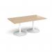 Trumpet base rectangular boardroom table 1800mm x 1000mm - white base, kendal oak top TB18-WH-KO