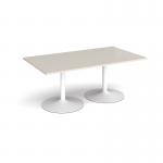 Trumpet base rectangular boardroom table 1800mm x 1000mm - white base, light grey top TB18-WH-LG