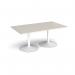 Trumpet base rectangular boardroom table 1800mm x 1000mm - white base, light grey top TB18-WH-LG