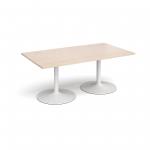 Trumpet base rectangular boardroom table 1800mm x 1000mm - white base and maple top
