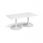 Trumpet base rectangular boardroom table 1800mm x 1000mm - white base, white top TB18-WH-WH