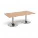 Trumpet base rectangular boardroom table 2000mm x 1000mm - chrome base, beech top TB20-C-B