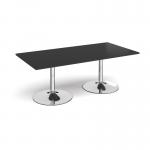 Trumpet base rectangular boardroom table 2000mm x 1000mm - chrome base, black top TB20-C-BK