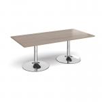 Trumpet base rectangular boardroom table 2000mm x 1000mm - chrome base, Barcelona walnut top TB20-C-BW