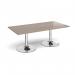 Trumpet base rectangular boardroom table 2000mm x 1000mm - chrome base, Barcelona walnut top TB20-C-BW