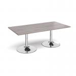 Trumpet base rectangular boardroom table 2000mm x 1000mm - chrome base, grey oak top TB20-C-GO