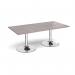 Trumpet base rectangular boardroom table 2000mm x 1000mm - chrome base, grey oak top TB20-C-GO