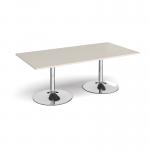 Trumpet base rectangular boardroom table 2000mm x 1000mm - chrome base, light grey top TB20-C-LG