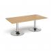 Trumpet base rectangular boardroom table 2000mm x 1000mm - chrome base, oak top TB20-C-O