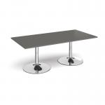 Trumpet base rectangular boardroom table 2000mm x 1000mm - chrome base, onyx grey top TB20-C-OG