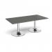 Trumpet base rectangular boardroom table 2000mm x 1000mm - chrome base, onyx grey top TB20-C-OG