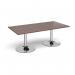 Trumpet base rectangular boardroom table 2000mm x 1000mm - chrome base, walnut top TB20-C-W