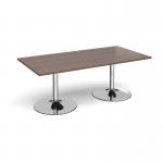 Trumpet base rectangular boardroom table 2000mm x 1000mm - chrome base and walnut top TB20-C-W