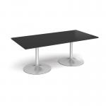 Trumpet base rectangular boardroom table 2000mm x 1000mm - silver base, black top TB20-S-BK