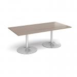 Trumpet base rectangular boardroom table 2000mm x 1000mm - silver base, Barcelona walnut top TB20-S-BW