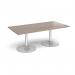 Trumpet base rectangular boardroom table 2000mm x 1000mm - silver base, Barcelona walnut top TB20-S-BW