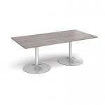 Trumpet base rectangular boardroom table 2000mm x 1000mm - silver base, grey oak top TB20-S-GO