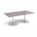 Trumpet base rectangular boardroom table 2000mm x 1000mm - silver base, grey oak top TB20-S-GO