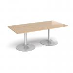 Trumpet base rectangular boardroom table 2000mm x 1000mm - silver base, kendal oak top TB20-S-KO