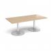 Trumpet base rectangular boardroom table 2000mm x 1000mm - silver base, kendal oak top TB20-S-KO