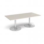 Trumpet base rectangular boardroom table 2000mm x 1000mm - silver base, light grey top TB20-S-LG