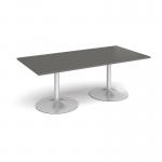 Trumpet base rectangular boardroom table 2000mm x 1000mm - silver base, onyx grey top TB20-S-OG