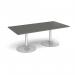 Trumpet base rectangular boardroom table 2000mm x 1000mm - silver base, onyx grey top TB20-S-OG