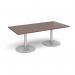 Trumpet base rectangular boardroom table 2000mm x 1000mm - silver base, walnut top TB20-S-W