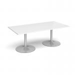 Trumpet base rectangular boardroom table 2000mm x 1000mm - silver base, white top TB20-S-WH