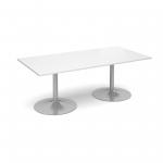 Trumpet base rectangular boardroom table 2000mm x 1000mm - white