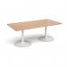 Trumpet base rectangular boardroom table 2000mm x 1000mm - white base, beech top TB20-WH-B