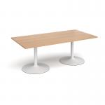 Trumpet base rectangular boardroom table 2000mm x 1000mm - white base, beech top TB20-WH-B