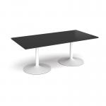 Trumpet base rectangular boardroom table 2000mm x 1000mm - white base, black top TB20-WH-BK