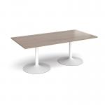 Trumpet base rectangular boardroom table 2000mm x 1000mm - white base, Barcelona walnut top TB20-WH-BW