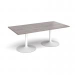 Trumpet base rectangular boardroom table 2000mm x 1000mm - white base, grey oak top TB20-WH-GO