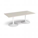 Trumpet base rectangular boardroom table 2000mm x 1000mm - white base, light grey top TB20-WH-LG