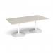 Trumpet base rectangular boardroom table 2000mm x 1000mm - white base, light grey top TB20-WH-LG