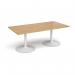 Trumpet base rectangular boardroom table 2000mm x 1000mm - white base, oak top TB20-WH-O