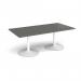 Trumpet base rectangular boardroom table 2000mm x 1000mm - white base, onyx grey top TB20-WH-OG