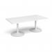 Trumpet base rectangular boardroom table 2000mm x 1000mm - white base, white top TB20-WH-WH