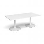 Trumpet base rectangular boardroom table 2000mm x 1000mm - white base, white top TB20-WH-WH