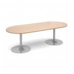 Trumpet base radial end boardroom table 2400mm x 1000mm - beech